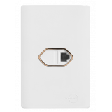 Cj Entrada RJ11 (Telefone) Horizontal 4x2 - Novara Branco C/ Ouro Rose